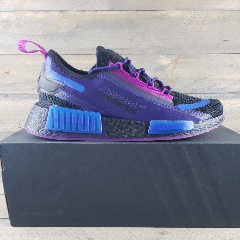 adidas Women's Originals NMD_R1 Spectoo Athletic Shoes Black Dark Purple.